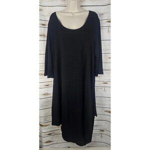 Bryn Walker Black Naida Knit Tunic Dress L Asymmetrical Siro Rayon Lagenlook